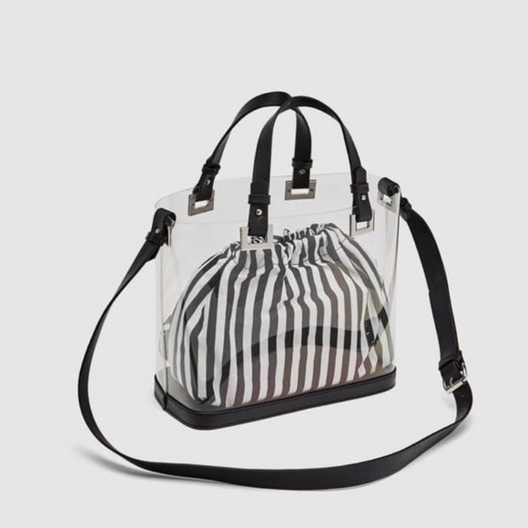 zara black transparent bag